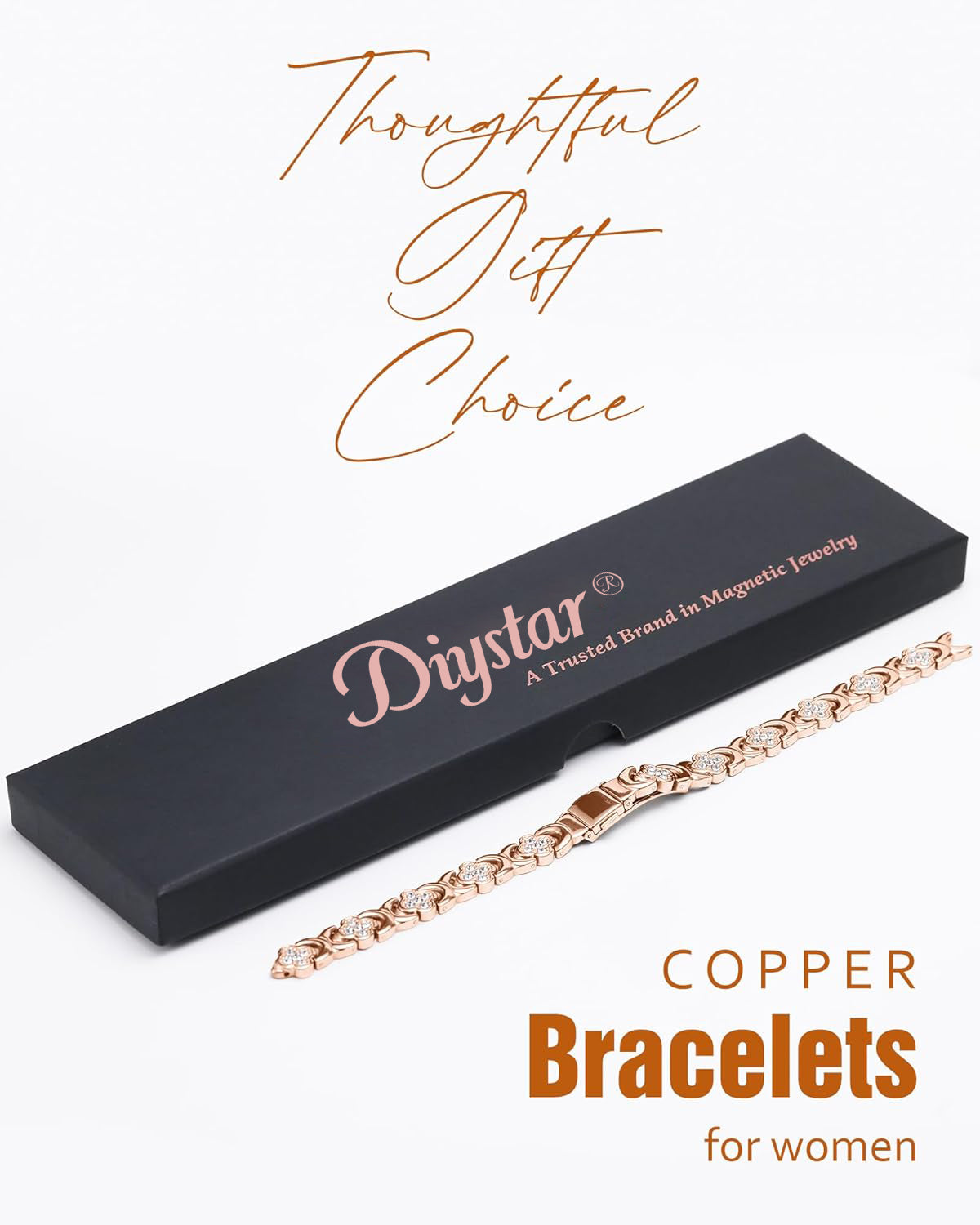 ✨✨✨Diystar® Copper Bracelets for Women. Pure Copper Magnetic Bracelet with 3800 Gauss Effective Magnets