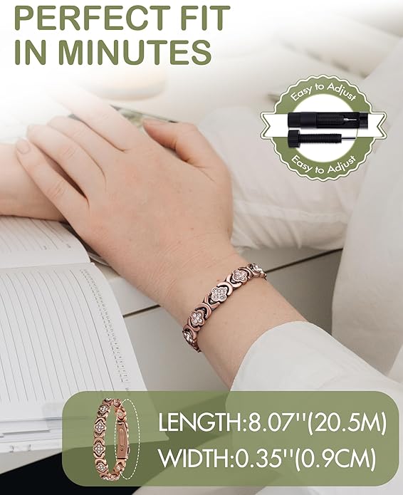 ✨✨✨Diystar® Copper Bracelets for Women. Pure Copper Magnetic Bracelet with 3800 Gauss Effective Magnets