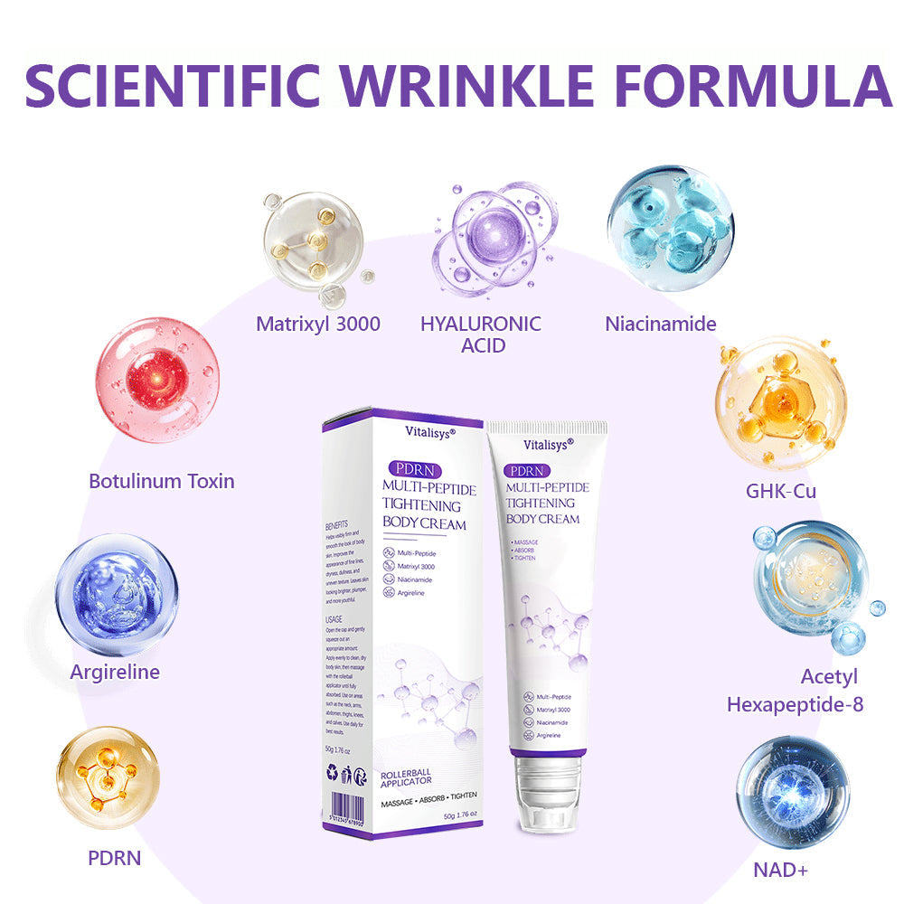 Vitalisys®❤️PDRN Multi-Peptide Massaging Body Roller Cream- Anti-aging, Hydrating, Skin Firming & Lifting, Skin Repair, Even Tone, Acne and Dark Spot Treatment, Wart and Mole Removal, and Psoriasis Relief.
