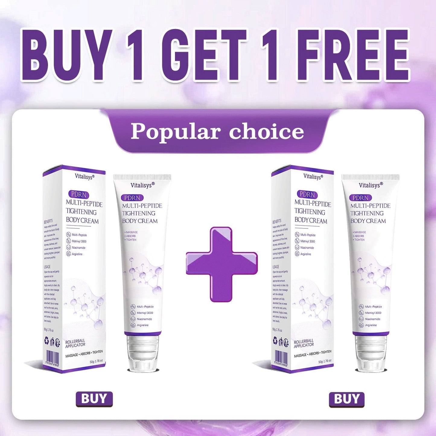 Vitalisys®❤️PDRN Multi-Peptide Massaging Body Roller Cream- Anti-aging, Hydrating, Skin Firming & Lifting, Skin Repair, Even Tone, Acne and Dark Spot Treatment, Wart and Mole Removal, and Psoriasis Relief.
