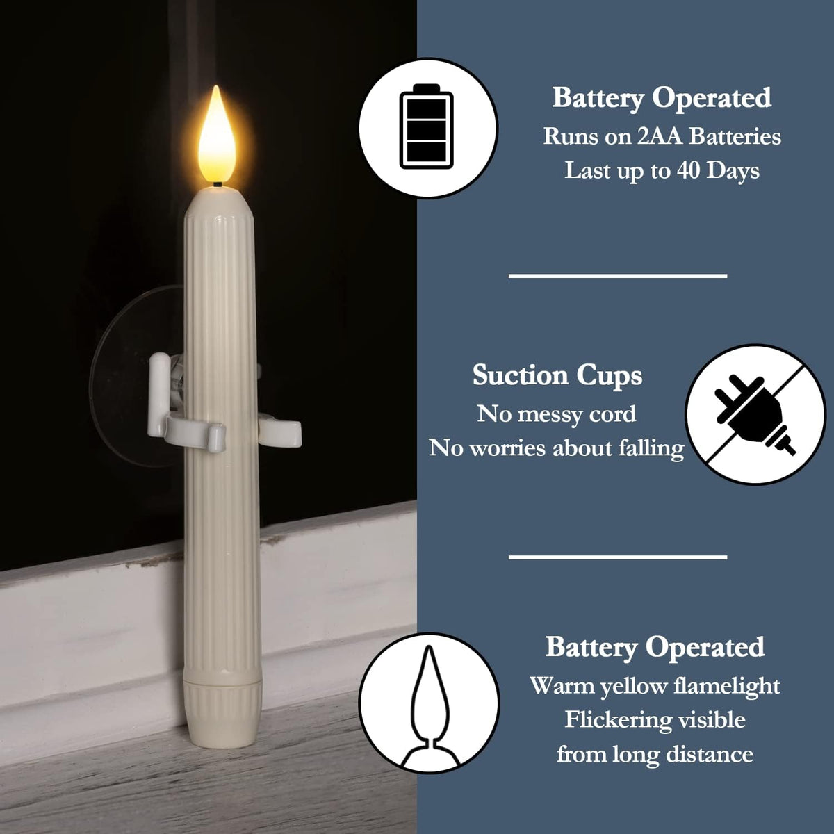 6-Pack Christmas Window Candles – Automatic Dusk-to-Dawn LED Lights