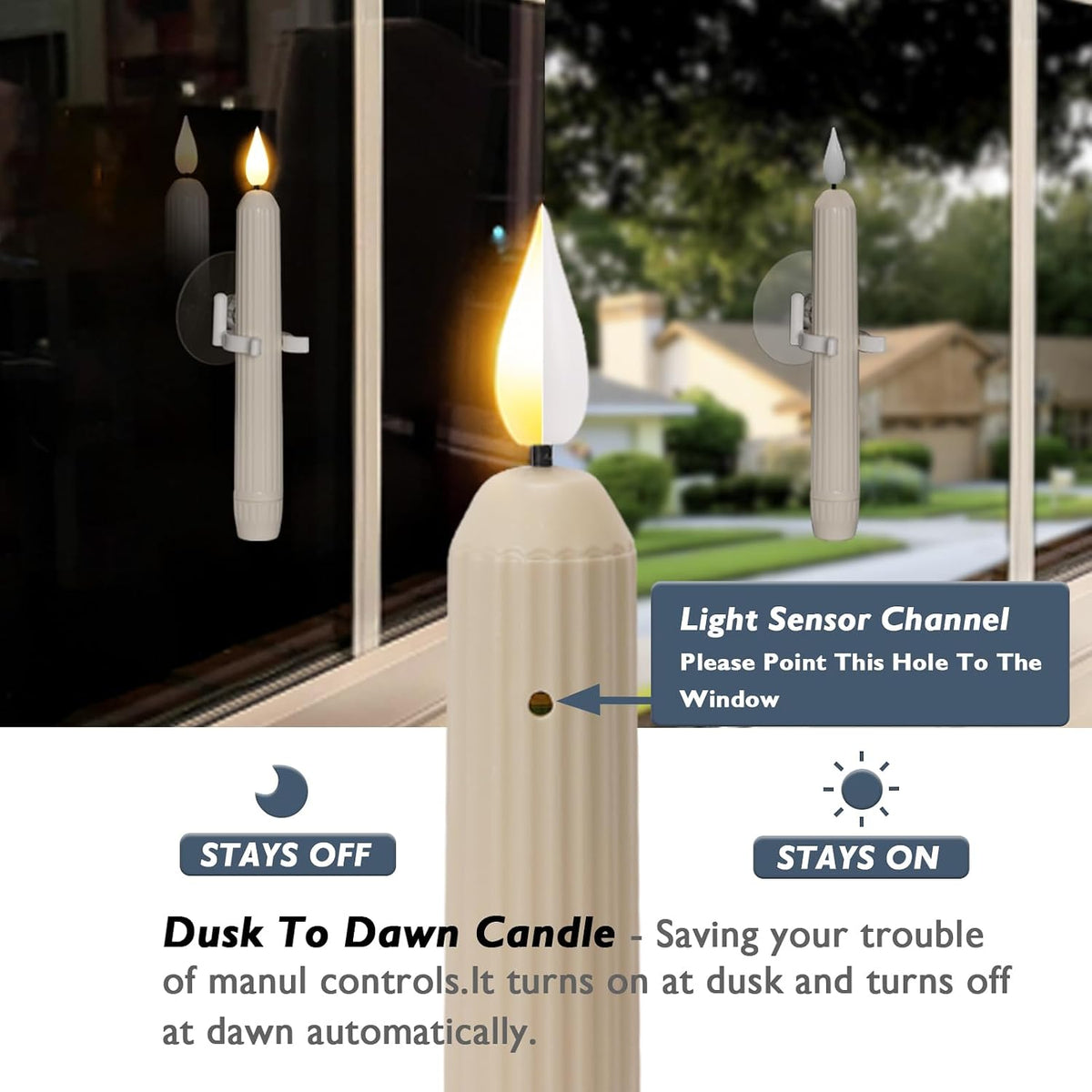 6-Pack Christmas Window Candles – Automatic Dusk-to-Dawn LED Lights
